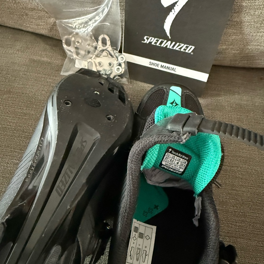 Specialized Black and Teal Cycling Shoes